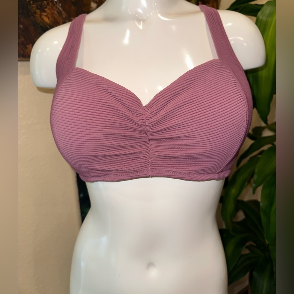 EUC Shade&Shore top BIKINY ribbed pale purple 36C